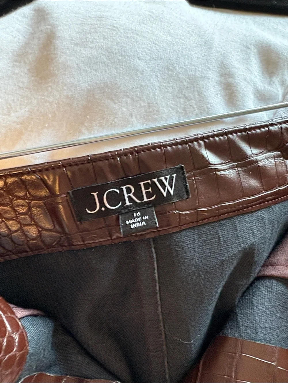 J. Crew Croc-Embossed Faux Leather Mini Skirt with Gold Buttons - Size 16